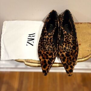 Zara Animal Print Pointed Flats